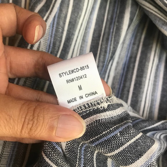 Cotton Candy LA Mini‎ Dress Womens Medium Hartwood Blue Striped True Wrap Fringe - Picture 14 of 15